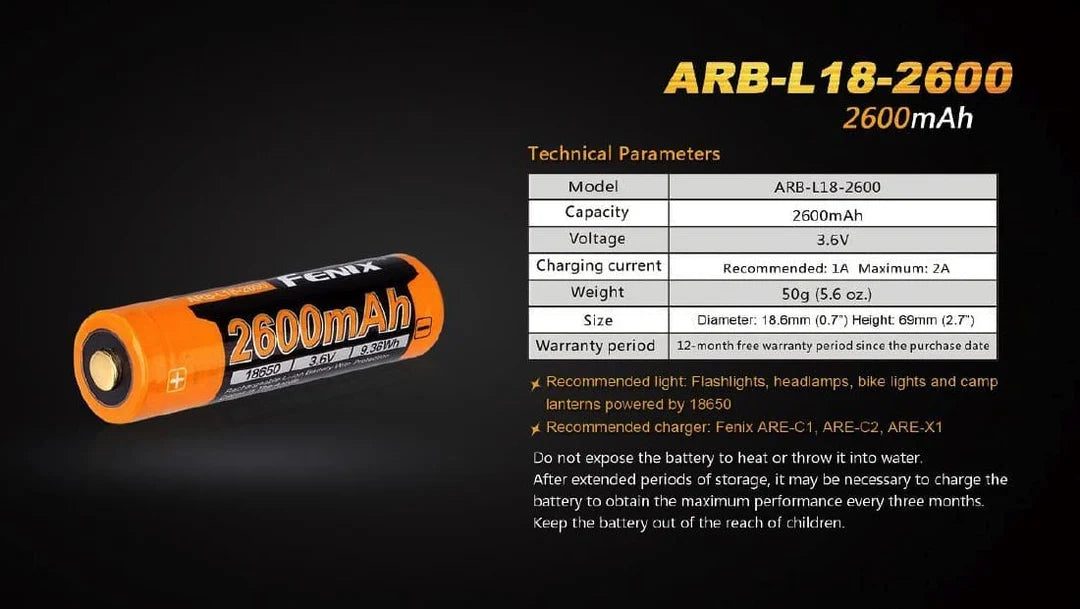 Fenix ARB-L18-2600 Rechargeable 18650 Battery