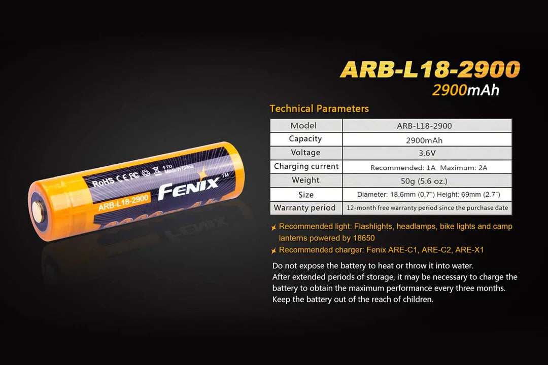 Fenix ARB-L18-2900 Rechargeable 18650 Battery