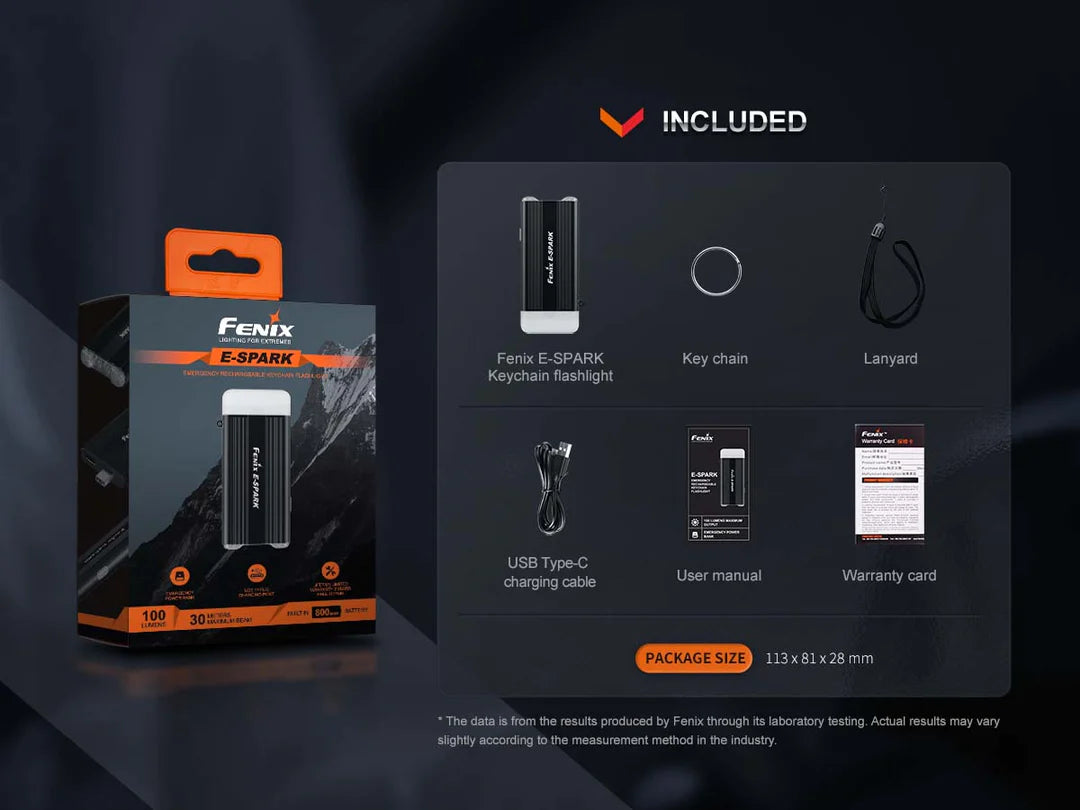Fenix E-Spark Keychain Flashlight & Emergency Power Bank