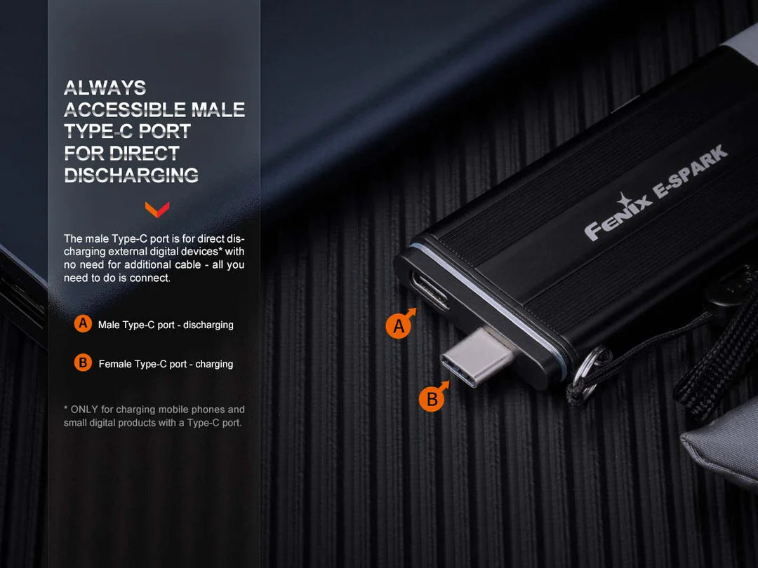 Fenix E-Spark Keychain Flashlight & Emergency Power Bank