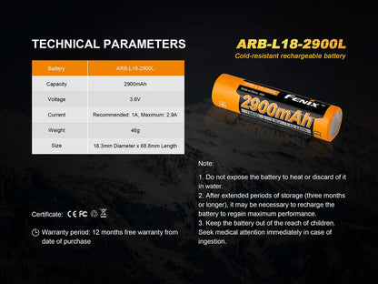 Fenix ARB-L18-2900L Cold Resistant Battery