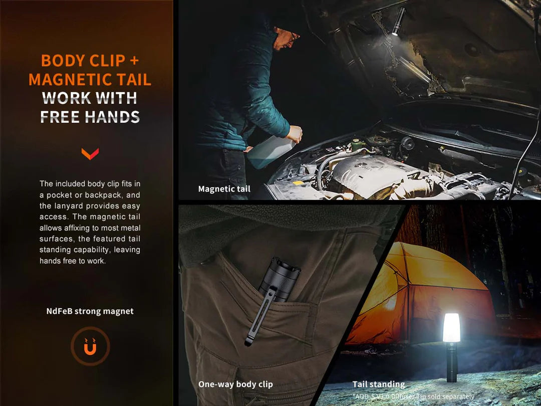 Fenix E35R Flashlight + AOD-S V2.0 Diffuser Kit